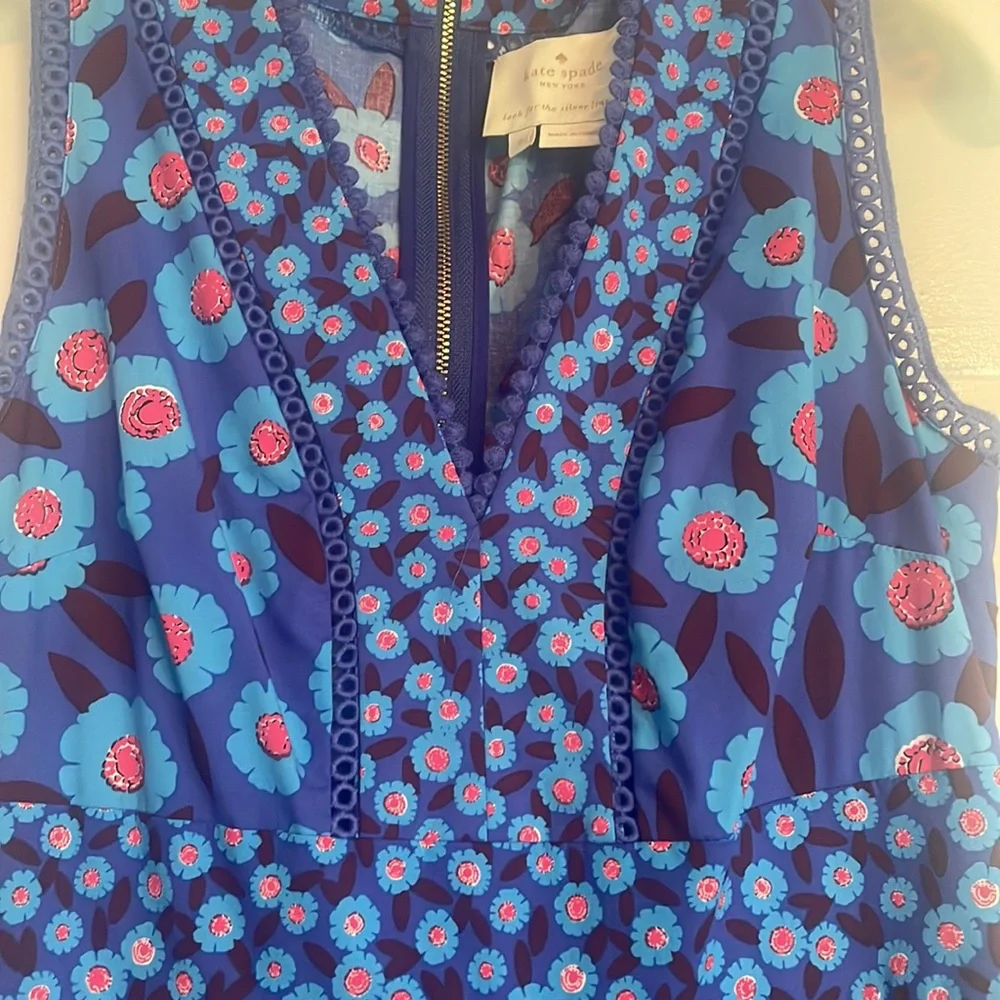 kate spade Blue Floral Sleeveless Fit-and-Flare Dress